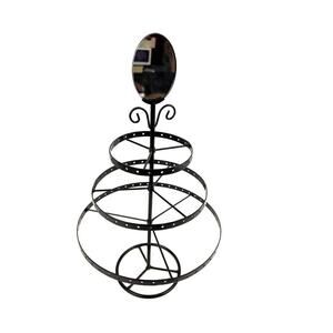 Metal Table Jewelry Organizer Earring Holder With Mirror Spinning
